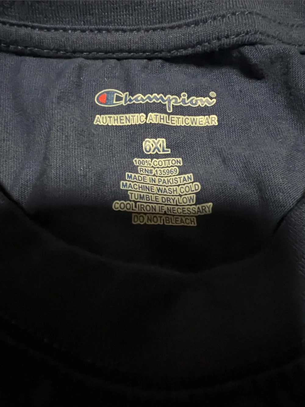 Champion Navy T-Shirt with White Checker and Yellow Accents Sz 6XL - Picture 2 of 2